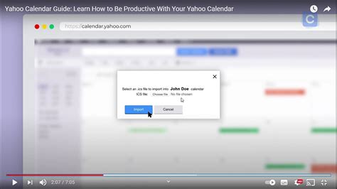 Yahoo Calendar Import