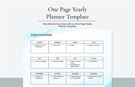 Yearly planner template